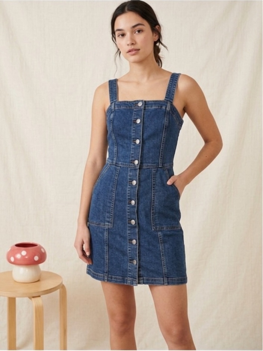 H&M Divided Light Blue Denim Dress with Straps